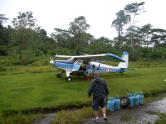 unloading the plane